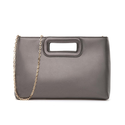 Soft PU Leather Clutch Purse for Women Top Handle Evening Handbags, Elegant Shoulder Crossbody Bag,Gray