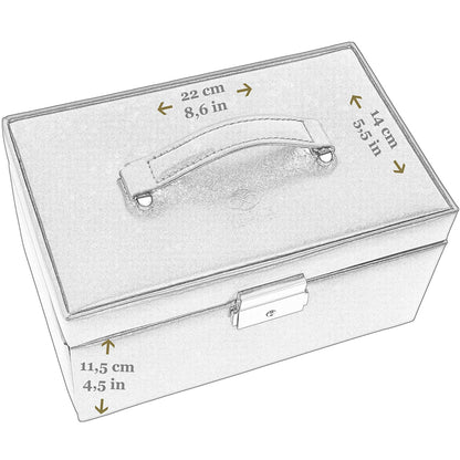 Time Resistance Jewelry Box - Full Grain Leather Jewellery Organizer - Accessories Storage - Key Lock Box for Women (Blue)