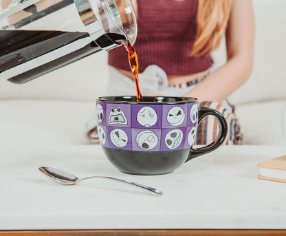 Nightmare Before Christmas Disney The Jack Expressions Ceramic Soup Mug | Bowl For Ice Cream, Cereal, Oatmeal | Large Coffee Cup For Espresso, Caffeine | Home & Kitchen Essentials | Holds 24 Ounces