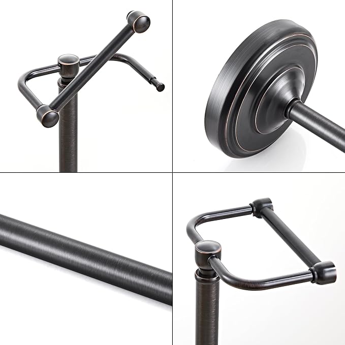 Toilet Paper Holder Stand, Oil Rubbed Bronze Toilet Paper Holder Free Standing, Post Pivoting Design & Stable Weighted Base SUS304 Stainless Steel for Bathroom（Mega Roll）