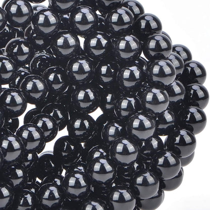 100Pcs Natural Crystal Beads Stone Gemstone Round Loose Energy Healing Beads with Free Crystal Stretch Cord for Jewelry Making (Tourmaline Black, 8MM)