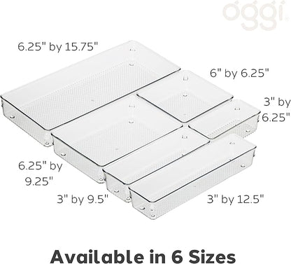 Oggi Clear Drawer Organizer, 3" X 9" | Pack of 2 | For Kitchen | For Office | For Bathroom