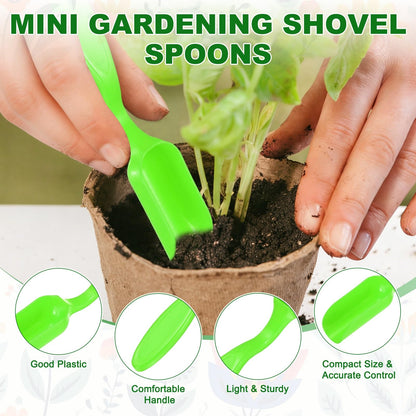 M METERXITY 20-Pack Mini Gardening Shovel Spoons, Plastic Garden Soil Scoops for Cultivation Digging Transplanting/Flower Planting/Plant Succulent, Colorful Small Gardening Tools [Pink, Green]