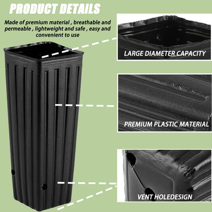 DredQcco 50Pcs Plastic Deep Plant Nursery Pots Tall Deep Tree Pot, Plant Seedling Treepots Tall Flower Containerwith Drainage Holes Flower Container for Indoor Outdoor Garden Plants 9.8" H x 4.7" W