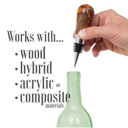 Savannah Classic Chrome Style Bottle Stopper with 3/8" x 16 tpi Threaded Post For Attaching Hand Made or Lathe Turned Handles (10 Chrome Stoppers)