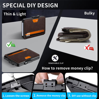 SEMORID Wallet for Men, Mens Wallet Minimalist Slim Wallet, RFID Blocking Smart Pop Up Wallet with Money Clip & ID Window, Metal Compact Wallet, Aluminum Credit Card Holder Wallet