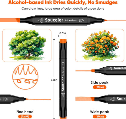 Alcohol Based Marker with Case, 168 Colors Dual Tip Permanent Art Markers for Book Painting Card Making Coloring Illustrations Sketch