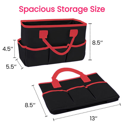 Godery Desktop Tote and Organizer, Teacher Helper caddy Bag for Arts, Books, Stationery, Office Desk Organization, Make-up Storage with Handles for Travel (Black)