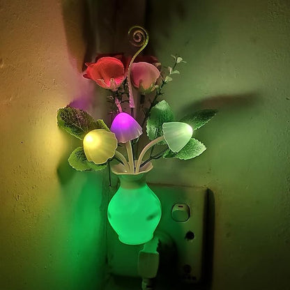 AUSAYE 1Pack Plug in LED Night Light Auto Dusk to Dawn Sensor,0.5W Energy Saving Lamp Dream Nightlight Rose Flower Mushroom Night Lights for Kids Adults Bedroom,Bathroom,Living Room,Kitchen,Hallway