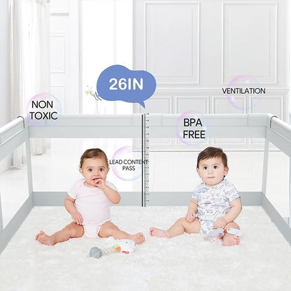 Fodoss Baby Playpen 50×50in, Small Play Pen for Babies and Toddlers, Playpen for Apartment, Play Yard, Activity Fence, Baby Playard with All-Side Mesh, Pull Rings