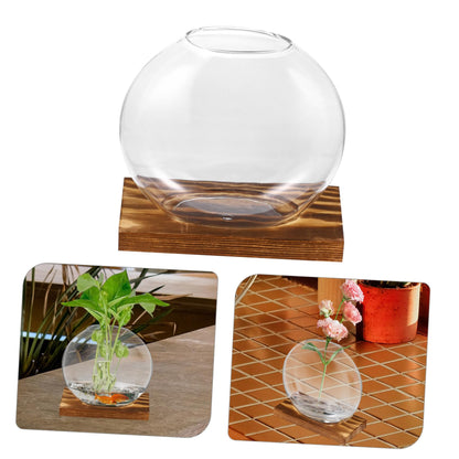 Kisangel 2Sets Clear Glass Planters for Indoor Plants with Base Artistic Propagation Terrariums for Home Office and Exhibition Decor Stylish Hydroponic Vases