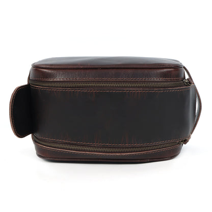 leather castle Toiletry Bag | Leather Dopp Kit for Men & Women – Travel Organizer with Multiple Compartments, Water-Resistant, Durable & Stylish | Grooming Essentials, Shaving & Makeup Pouch (Brown)