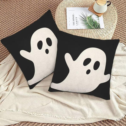 Sunshineyan Halloween Pillow Covers 18X18 Inch Set of 2 Black White Ghost Decor Throw Pillow Covers Halloween Cushion Cases Farmhouse Decorative Outdoor Pillow Covers for Couch Home Sofa Living Room