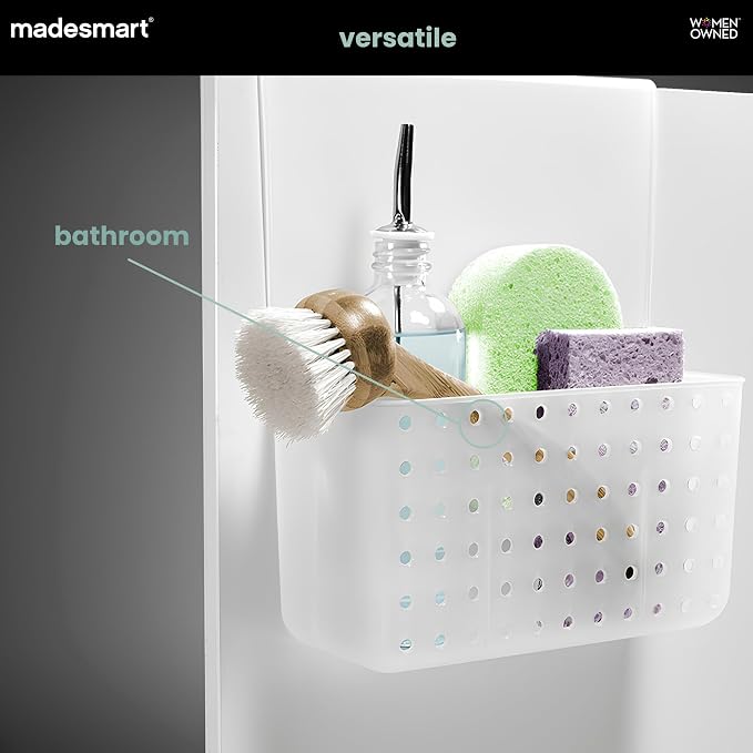 madesmart Over-Door Organizer, Storage for Aluminum Foil, Parchment Paper & Kitchen Wraps, Single Ventilated Bin with Soft-Grip Over-Door Hook, White
