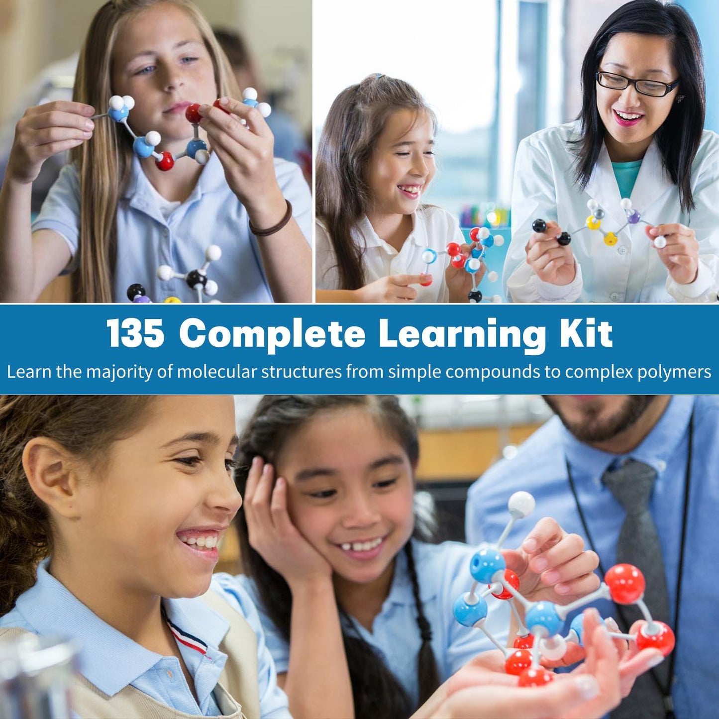 135 Pcs Rganic Chemistry Model Kit, Portable Molecular Model Kits for Chemistry Classes, Orgo Modeling Kit for Students & Teachers Organic ＆ Inorganic Learning