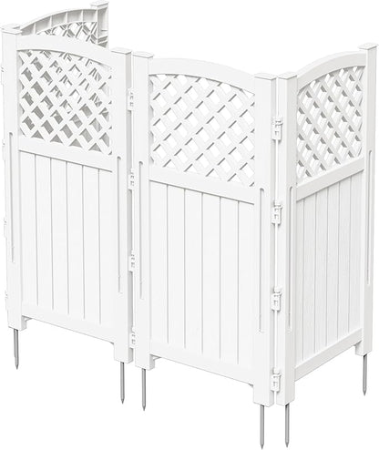 Greesum Outdoor Air Conditioner Fence, Privacy Screen 4 Panels for Trash Can Enclosure&Pool Equipment, White