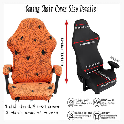 ACOFRR Gaming Chair Covers Slipcovers, Stretch Removable Washable Computer Reclining Gaming Chair Protector Slipcovers with Armrest Cover (No Chairs) (Halloween-Spider Web01)