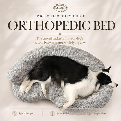 Orthopedic Memory Foam XXL Dog Bed for Large Sized Dog - Washable & Waterproof & Removable Cover -Round Calming Bed for Anxiety Relief (51 x 34 x 8 Inch)