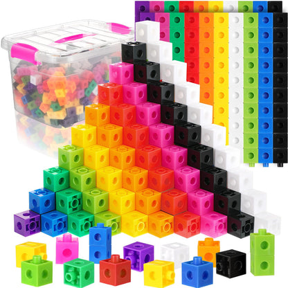Jenaai 400 Pcs Linking Cubes with Storage Box, Plastic Counting Blocks, Colorful Math Cubes, Manipulative Connecting Blocks for Early Math Construction Kindergarten Educational Toy(Pink)