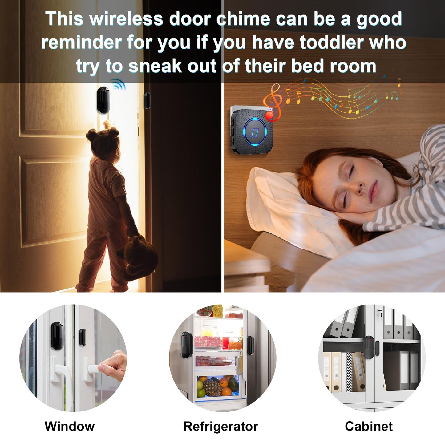 SanJie Wireless Door Chime Sensor, When Door Opens, Entry Alarm for Business/Home/Kids, 5 Adjustable Volume Ringer Alert 2 Sensors + 1 Receivers, 500 FT Range,26 Chimes