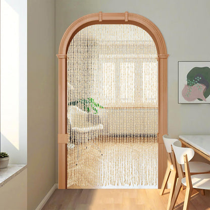 HYVAKUPPA 35.5" x 75" Bamboo and Wood Beaded Curtain for Doorway 52 Strands Handmade Bohemian Door Beads Curtain Boho Hanging Room Divider for Bedroom Living Home Deco, Beige