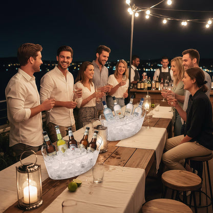 6.5L Ice Bucket 2 Pack Ice Buckets for Parties, Beverage Tub for Cocktail Bar with Handle, Drink Cooler for Wine Beer Champagne, Clear Ice Bucket with Scoop for Mimosa Bar Drink Chiller