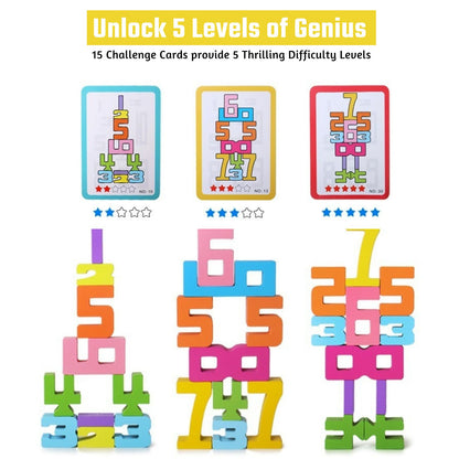 Gdaytao 20PCS Wooden Number Building Blocks 1-10 - Montessori Math Stacking Number Blocks Toys with Counting Games, Bright Digital Building Blocks Friends of 10, STEM Learning Toys for Kids Ages 3-8