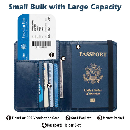 Coowayze Passport Holder for Men Women RFID Blocking US Passport Cover Case, Waterproof Leather Passport Book Protector with Vaccine Card Slot Travel Document Organizer