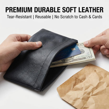 4 Pcs Leather Cash Bag, Squeeze Top Money Bag, Portable Cash Holder for Money Saving & Budgeting, Bank Deposit Bags for Coins, Invoice, Makeup Bills Receipts Tool Storage（Red,Pink,Black,Brown）