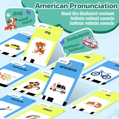 Talking Flash Cards for Toddlers 1 2 3 4 5 6 Year Olds, 420 Sight Words, Montessori Toys to Learning, Pocket Speech Therapy Toys for Toddlers, Sensory Preschool Educational Birthday