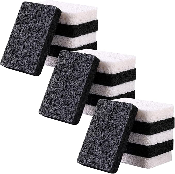 24 - Pack Non-Scratch Scrub Sponges - Sponges for Dishes and Washing Dishes, Cleaning Sponges for Kitchen Home and More（Black&White）