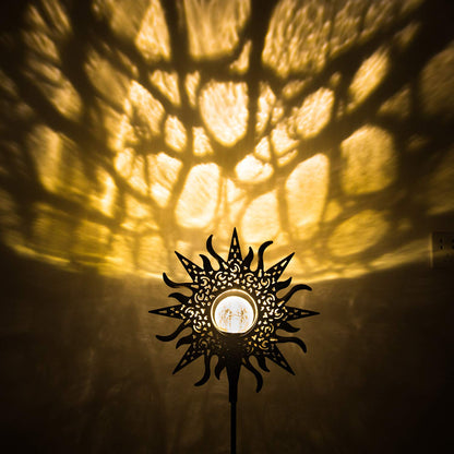 HOMEIMPRO Large Sun Solar Garden Decor Lights Outdoor Garden Gifts Mom Dad, Crackle Glass Metal Stake Backyard Decor, Waterproof LED Lights for Lawn Patio Ornaments, Mothers Day Gifts for Women