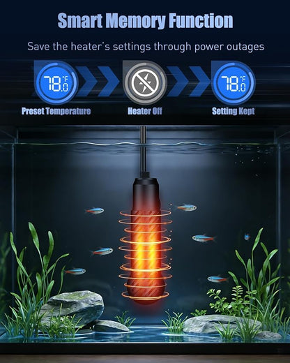 Pawfly 50 W Submersible Aquarium Heater, 5-10 Gallon Fish Tank Heater Betta Heater with Overheating Protection & Digital Display External Controller, Submersible Fish Tank Heater Small Aquarium Heater