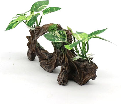 relaqcc Fish Tank Decorations Artifical Driftwood Cave Aquarium Decor Ornaments Silk Aquarium Plants for Betta Fish Tank Accessories