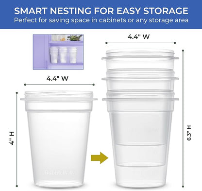 BubbleWally JoyPlus Overnight Oats Containers with Lids Plastic (Purple) - Meal Prep Containers Reusable for Food Storage – 16oz Jars for Breakfast, Snacks, and Lunch
