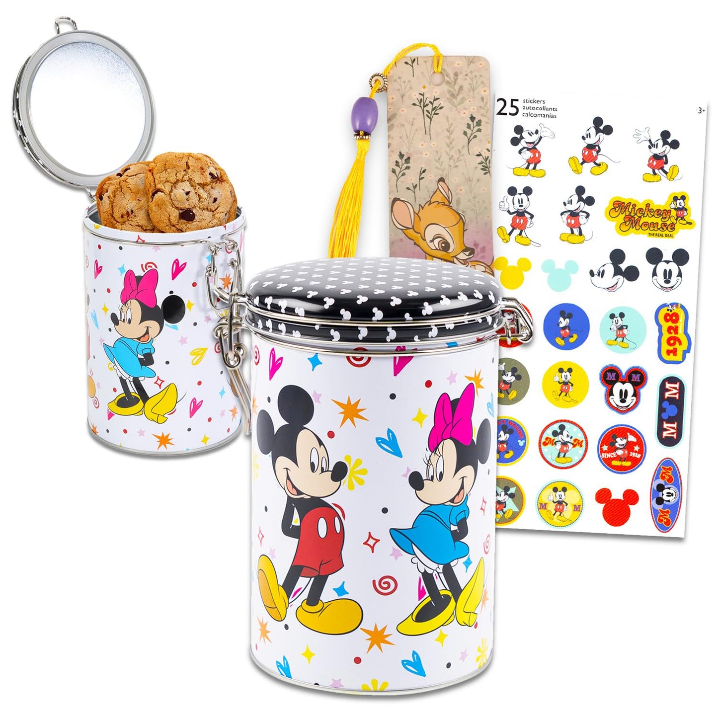 Disney Mickey Mouse Cookie Jar for Kitchen Counter - Bundle with Mickey and Minnie Jar with Lid for Snacks Cookies Food Storage Plus More | Mickey Mouse Kitchen Accessories