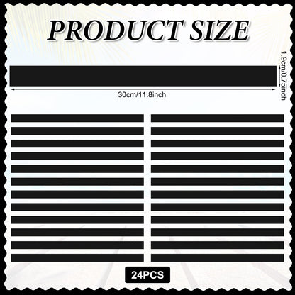 Colarr 24 Pcs Mini Magnetic Strips, 12" x 0.75" Black Magnetic Borders for Classroom Whiteboard Magnet Border Strips Bulletin Board Borders for Office School Chalkboard Trim Decor
