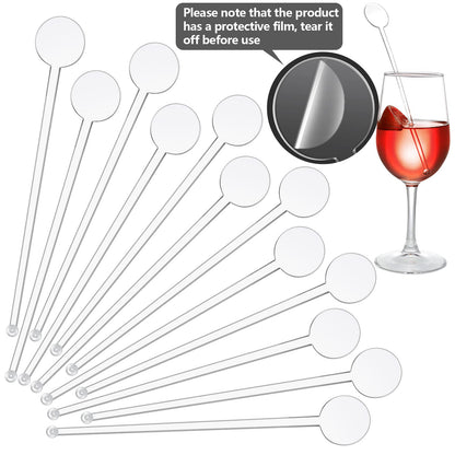 Marsui 240 Pieces 7 Inch Swizzle Sticks for Cocktail Coffee Drink Stirrers Cocktail Stirrers Disposable Stirring Sticks Plastic Disc Top for Mixing Coffee Whiskey Beverage (Clear)