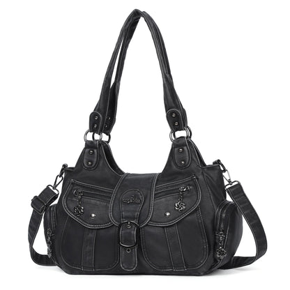 Angel Kiss Hobo Bags for Women Vegan Leather Shoulder Purses and Handbags Ladies Roomy Tote Bags Purse with Crossbody Strap,Black