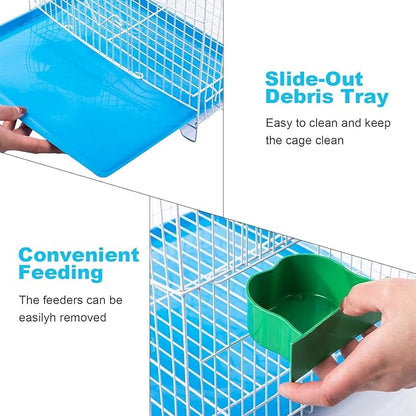 Small Bird Travel Cage - Lightweight Starter Kit for Parakeets, Lovebirds, Parrotlets Finches Canaries Removable Tray & Accessories Included