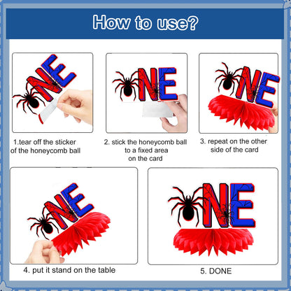 Spider 1st Birthday Party Decorations, Spider Web 12 Monthly Milestone Photo Banner Baby First Year Down Cartoon Spider Theme Photo Table Centerpiece for Boy Spider First Theme Party