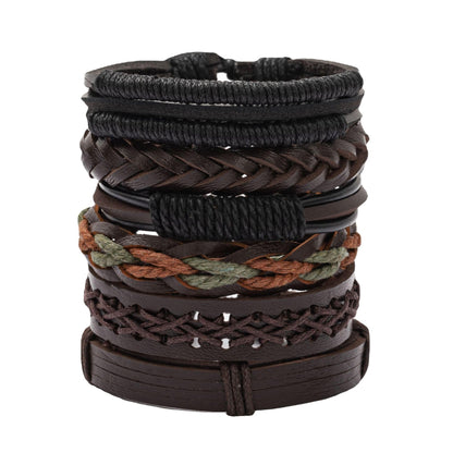 PINKPIN 24Pcs Adjustable Braided Leather Bracelets for Men Women Wrap Cuff Bracelet Cords Ethnic Tribal Handmade Wrap Wristband Bracelets Set