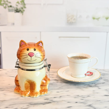 Hand-Painted Earthenware Pretty Kitty Hinged Jar by Boston Warehouse