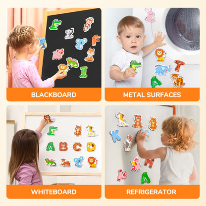 JoyCat Fridge Magnets for Toddlers – 26 Cute Animals & Uppercase Letters for Kids, Magnetic Alphabet Refrigerator Toys, Fun Educational Learning Gifts for Preschool 2 3 4 5 Years Old