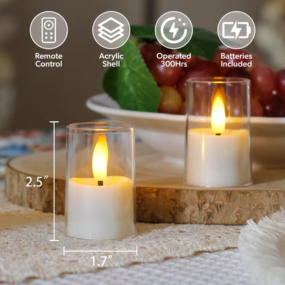 Zevanor Flameless Small Tea Light LED Candles, Acrylic Battery Operated Votive 1.7" x2.5" with Remote Control and Timer, Tealight White Flickering Warm Light Pack of 8 Electric Long Lasting