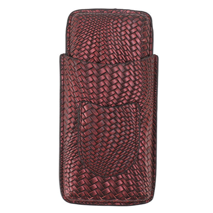 Travel Leather Cigar Case, 3 Finger Cigar Case Elegant Woven Pattern Gift Giving with Front Pocket for Office for Party()