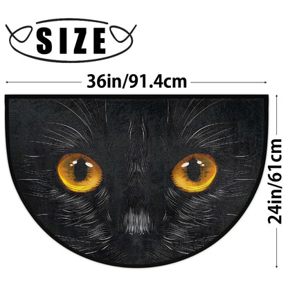 XZXFSYJH Black Cat Half Round Door Mat Non Slip Half Circle Rugs