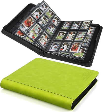Toploader Binder,Toploader Hard Cases, 9-Pocket Pages Sleeves Hold up 288 Cards.Toploader Card Binder with Sleeves for “3×4” rigid，Card Holder(Grass Green)