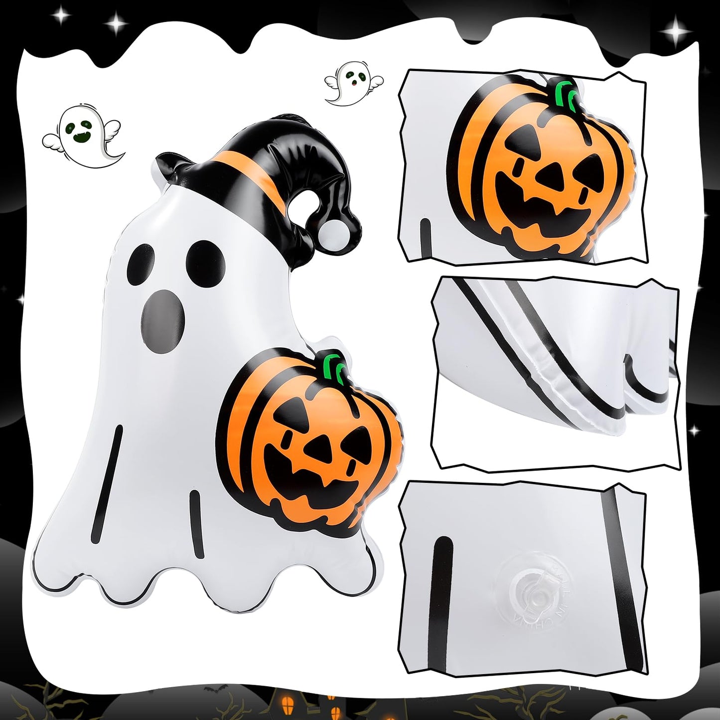 Larber 12 Packs 16 Inches Halloween Inflatable Ghost Outdoor Decorations PVC Inflatable Hanging Ghost Ornaments Blow Up Ghost for Halloween Party Yard Garden Outdoor Decoration