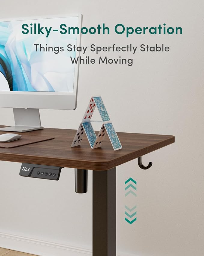 CubiCubi Electric Standing Desk, 48 x 24 Inches Height Adjustable Sit Stand Desk, Ergonomic Home Office Computer Workstation, Black Walnut